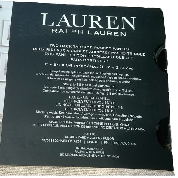 Lauren Ralph Lauren Room Darkening Panels Set of 2 NWT Sz 54in x 84in Blush Home - Picture 4 of 4